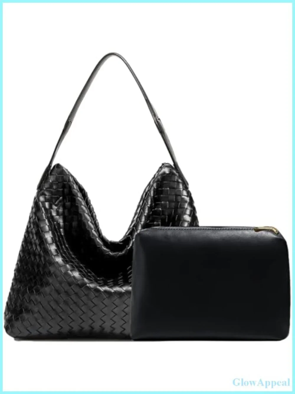 Vegan Leather Woven Hobo Tote Bag with Clutch Crossbody Shoulder Handbag